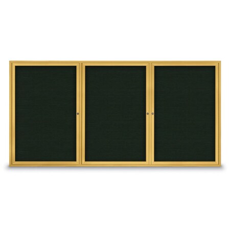 United Visual Products 18"x24" 1-Door Enclosed Outdoor Letterboard, Green Felt/Gold Alum UV1166D-GOLD-GREEN